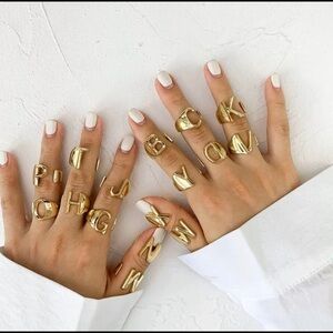 Gold Adjustable Letter Ring